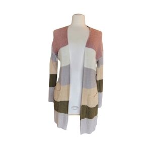 Staccato Striped Knitted Color Block Cardigan